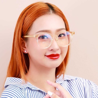【ASLLY】板材圓框濾藍光眼鏡｜透橘橘子汽水 眉邊圓框設計 瘦小臉 高透光率多層鍍膜鏡片 防眩光 S1062
