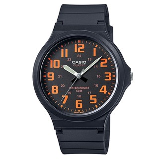 【CASIO】大錶面簡約文青休閒錶-黑x橘(MW-240-4B)正版宏崑公司貨