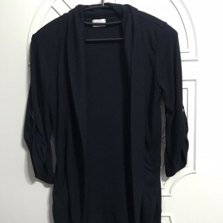 黑色棉針織七分袖長版外套（有淺灰色）
