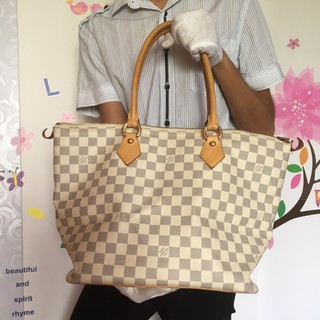 二手 LOUIS VUITTON LV 路易威登 NEVERFULL 棋盤格 拉鏈 肩背包 白色 正品