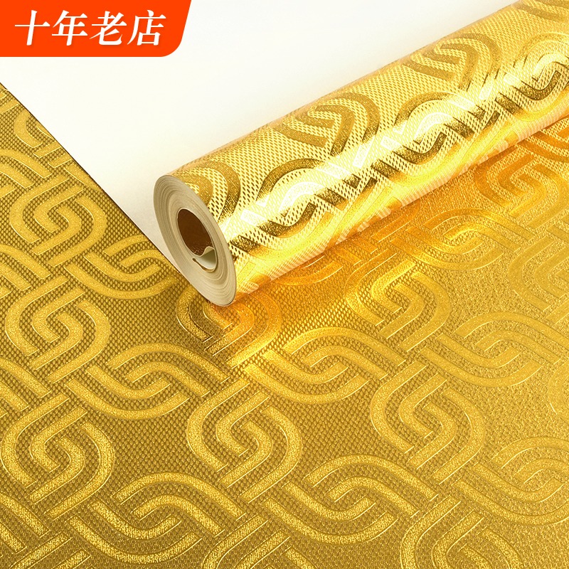 金黃色金箔壁紙ktv閃光反光客廳天花板吊頂新中式中國風格牆紙 蝦皮購物