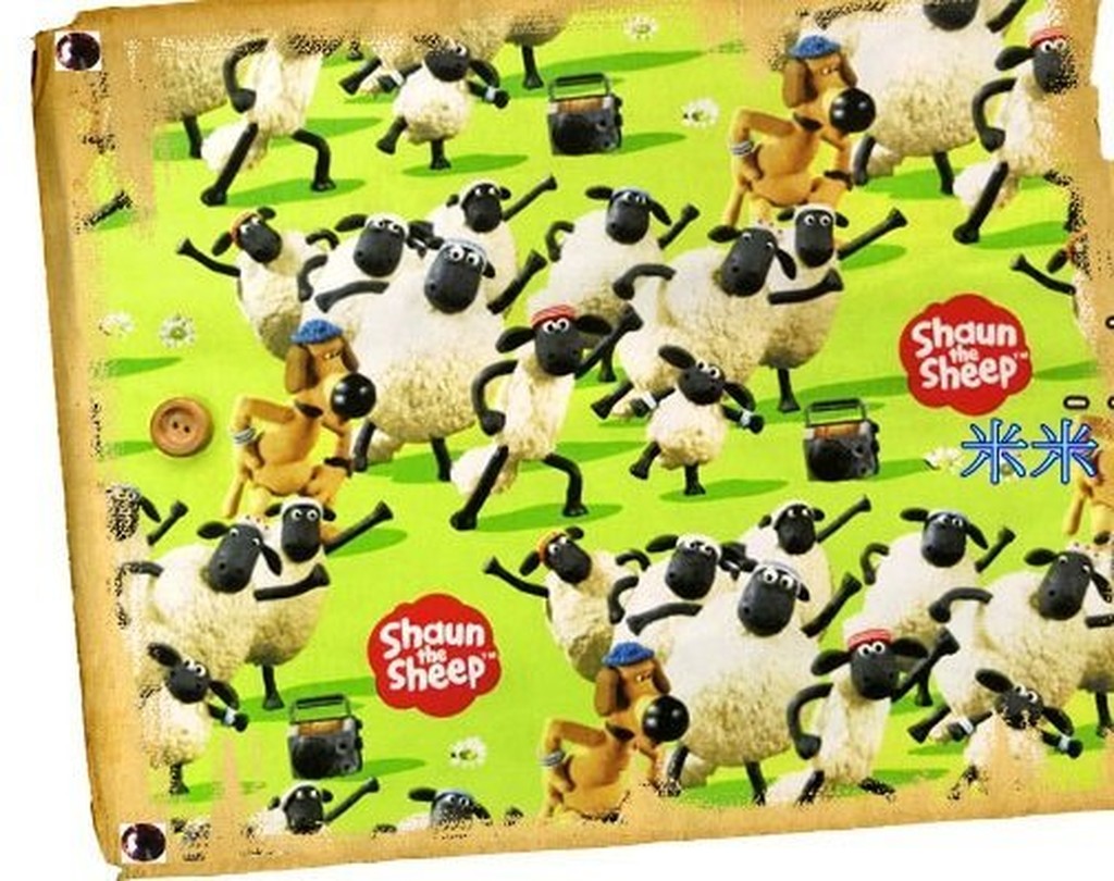 可作水洗式口罩套－現貨--Shaun the sheep笑笑羊圖案棉布-綠色