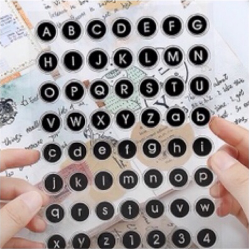 矽膠透明印章 相册手帳裝飾DIY 填色英文字母復古印表機大寫英文字母印章 橡皮章