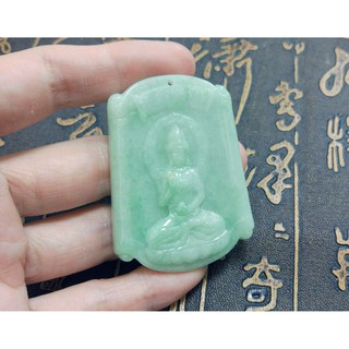 【禾賢行】翡翠A貨.緬甸玉.豆綠-度母觀音.手工精雕墬子.項鍊.玉珮.ZGR2E024999