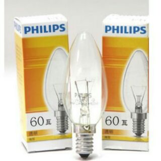 飛利浦PHILIPS★含稅 蠟燭型 燈炮 60W 220V E14★光彩PH-60W22014RF