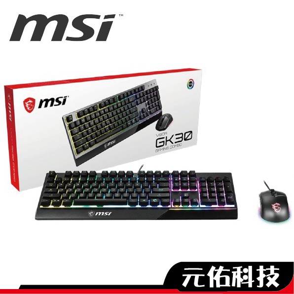 MSI 微星 Vigor GK30 COMBO TC 電競鍵盤鼠組 有線 黑 RGB 中文 類機械 一年保固 超商拆盒