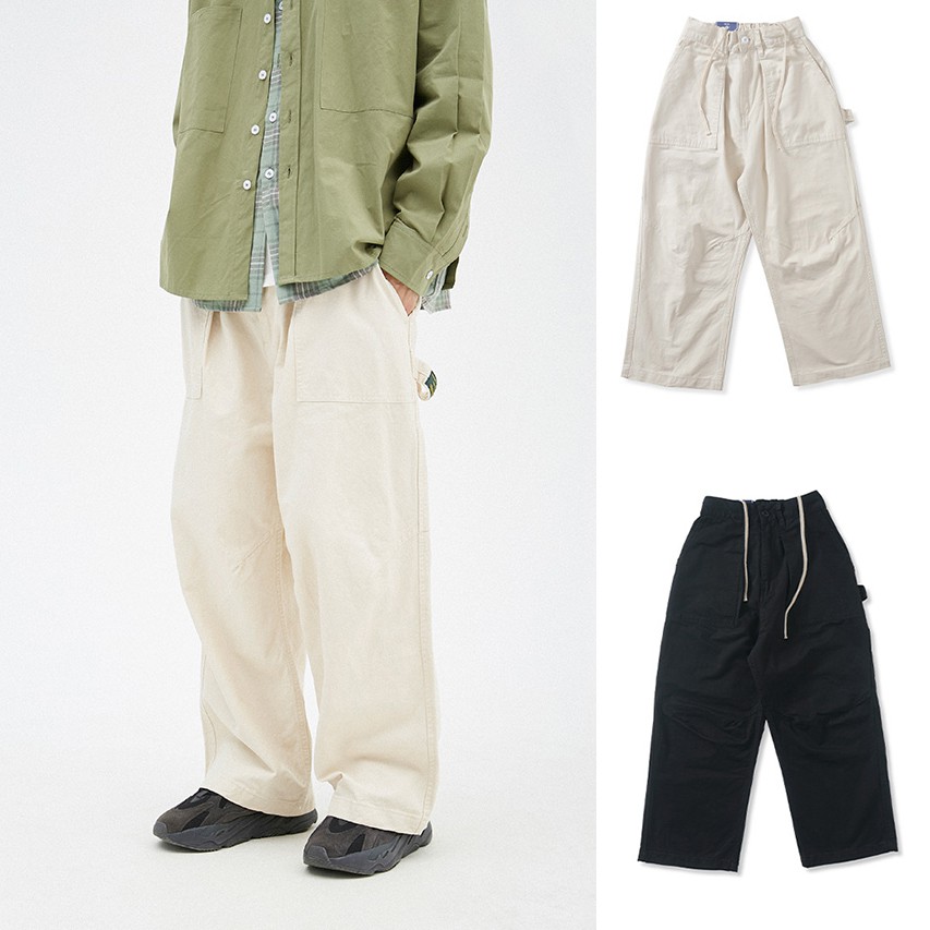 【S】NEW．STYLE 日系古著工裝 寬鬆直筒休閒褲/畫家褲 wide crop painter pants