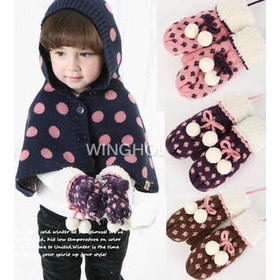 韓國 WingHouse 兒童 童裝 點點毛線 連帽 披風 披肩 圍巾 全新現貨 清倉特價