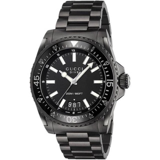 GUCCI YA136205 古馳 手錶 45mm DIVE ETA機芯 潛水錶款 運動 黑鋼 男錶