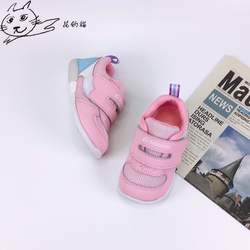花的貓 moonstar 月星 日本品牌 機能童鞋 學步鞋 寶寶鞋 運動鞋 MSCNB2481