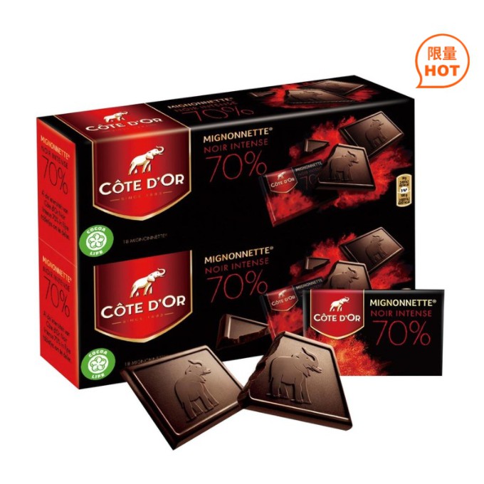 【現貨】Cote D'OR 70%可可黑巧克力 180公克 X 2入 大象巧克力  Costco 代購 好市多