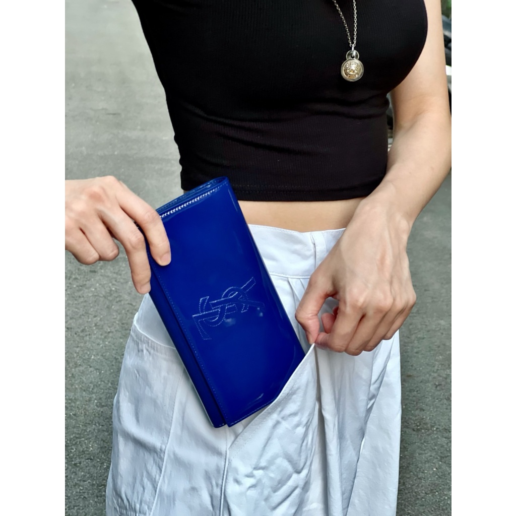 【紐約范特西】現貨 YSL SAINT LAURENT Classic large flap wallet 經典長夾 藍