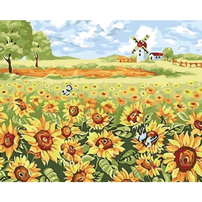 蒂爾傢居生活館~DIY油畫~數字油畫~實木內框畫 ~花～向日葵～40x50~