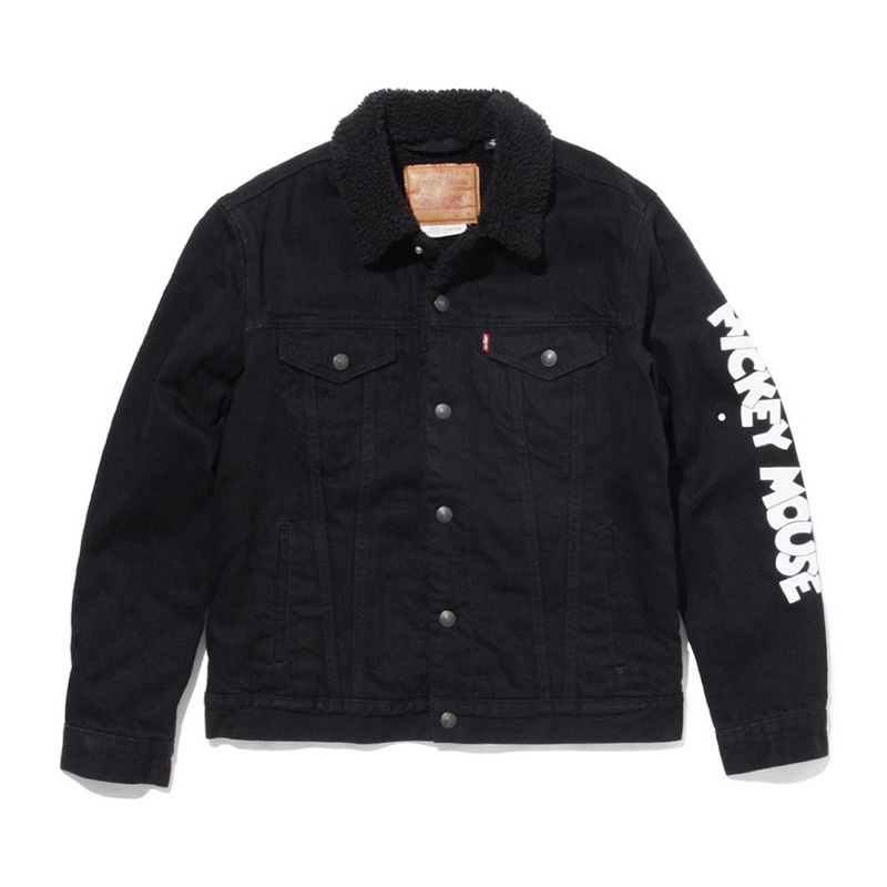 Levis x Mickey聯名 毛領 丹寧 夾克 黑色牛仔外套