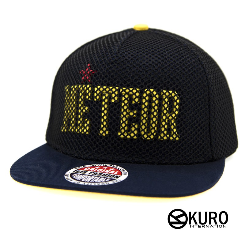 KURO-SHOP深藍色METEOR網狀電繡棒球帽板帽