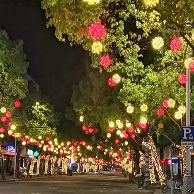 LED~led藤球燈戶外防水掛樹上的彩燈裝飾燈街道工程亮化發光球圓球燈