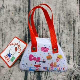 全新正版Hello Kitty馬口鐵45週年紀念版迷你手提零錢包