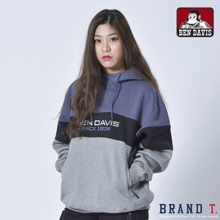 BEN DAVIS TEAM HALF ZIP HOODIE 紫色 刺繡 半門襟 帽T 猿人