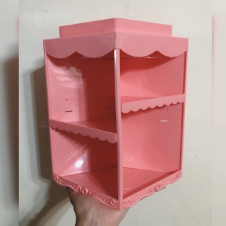 360度旋轉 化妝品桌上收納架（粉）