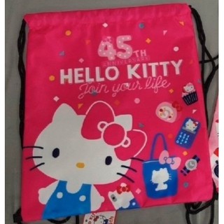 Hello kitty 45週年 大束口袋 後背包 桃色