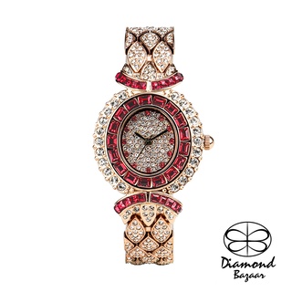 【Diamond Bazaar】奢華滿鑽玫瑰金腕錶 W-DB-001