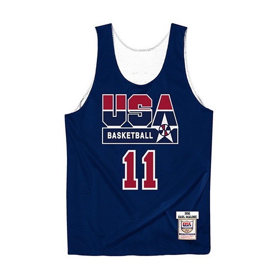 1992 Dream Team USA 球員版雙面練習球衣 Karl Malone 深藍白