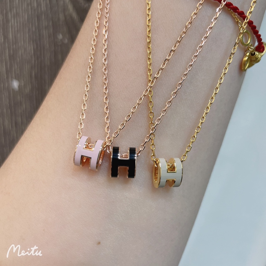 ♚KK SHOP♚ HERMES 經典Pop H立體簍空橢圓LOGO項鍊 MINI