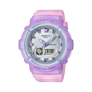 【CASIO 卡西歐】Baby-G 果凍透明感 100米防水 雙顯 運動女錶 BGA-280-6A 粉/紫 臺南時代鐘錶