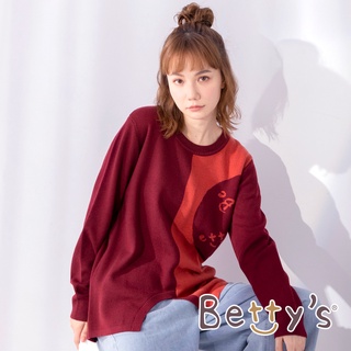 betty’s貝蒂思(05)圓領拼色質感毛衣(暗紅)