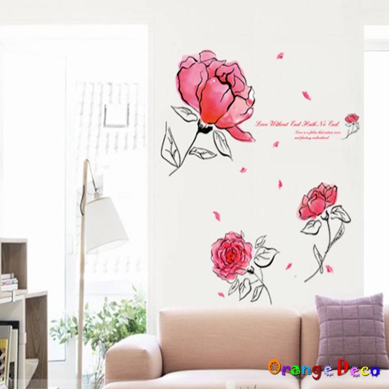【橘果設計】玫瑰花 壁貼 牆貼 壁紙 DIY組合裝飾佈置