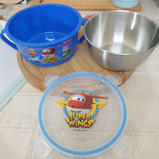 正版現貨🍞Super Wings 隔熱304不鏽鋼碗 304不鏽鋼雙耳碗 台灣製不鏽鋼碗 餐碗 雙耳隔熱碗