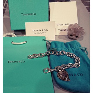 （已售出）二手 Tiffany 雙愛心牌 925純銀 手鍊 粗鍊