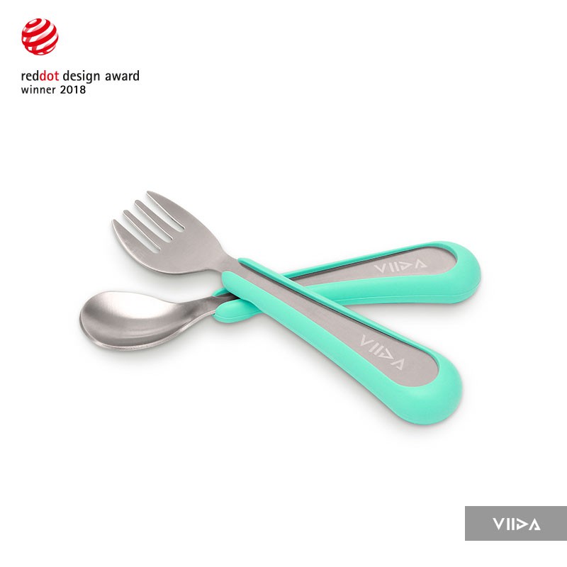 VIIDA Soufflé 抗菌不鏽鋼兒童叉匙組(S)/兒童湯匙/兒童叉子/學習餐具【官方直營】