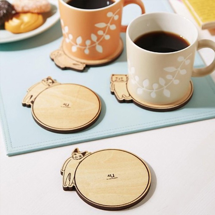 日本純手工木製貓咪造型杯墊-單入	杯墊 文青 婚禮小物 禮品