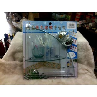 *水電DIY* 浴室三角置物架/玻璃三角架/浴室放物架/牆角架/玻璃展示櫃~單層扇型玻璃架可多層加裝 內附強化玻璃