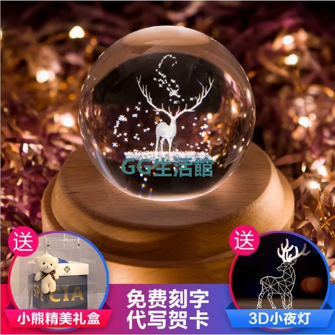 （送禮盒+夜燈）創意女生禮物音樂盒 透明水晶球內雕音樂盒 禮物水晶球音樂盒禮物 生日禮物 交換禮物 【GG生活館】