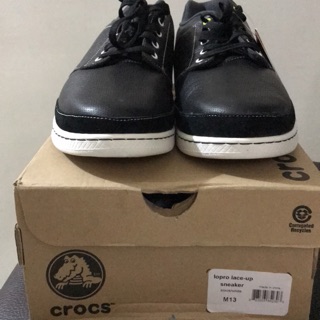 CROCS 黑白繫帶休閒鞋 US:13