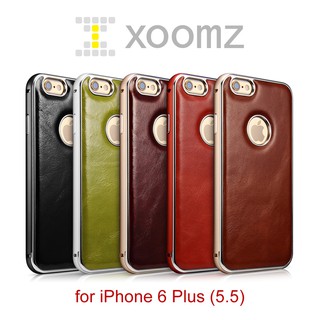 XOOMZ 復古多彩 iPhone 6 Plus (5.5) 真皮背蓋 金屬保護邊框