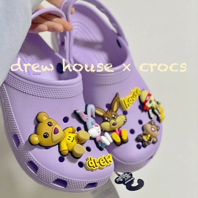 雅雅鞋配✨crocs新洞洞鞋鞋花Drew House Justin聯名賈斯汀比伯熊同款智必星新款