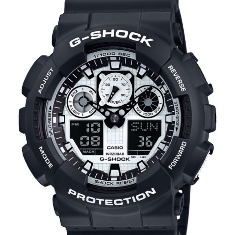 ［近全新］卡西歐 CASIO G-SHOCK GA-100BW-1A 黑白 手錶 電子錶 功能正常