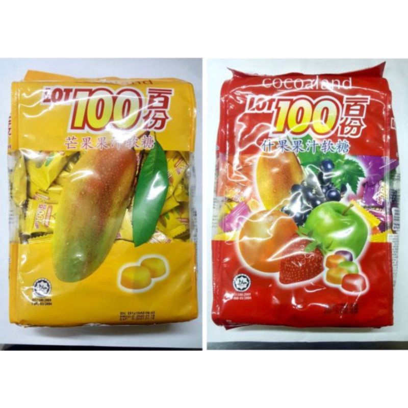 LOT100 一百份芒果軟糖 一百份綜合水果軟糖 每包1000公克 馬來西亞 【小艾休閒零食舖】
