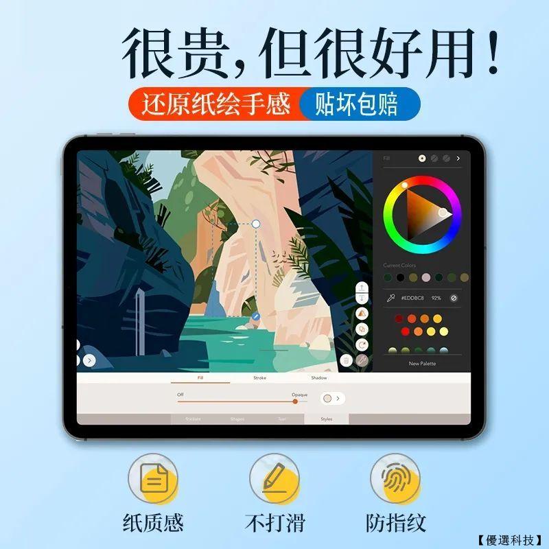 【優選科技】2021 iPad 類紙膜 快拆式 全貼合 iPad pro紙膜 類紙鋼化膜 Air1 2 3 4 5 m