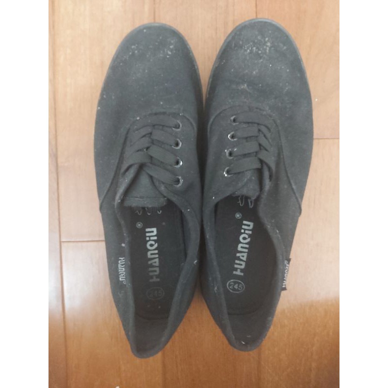 帆布鞋休閒鞋平底鞋黑色24 5號39號 蝦皮購物