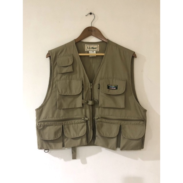 LL bean Fishing Vest 釣魚背心 卡其  古著 機能 登山 工裝非Patagonia columbia