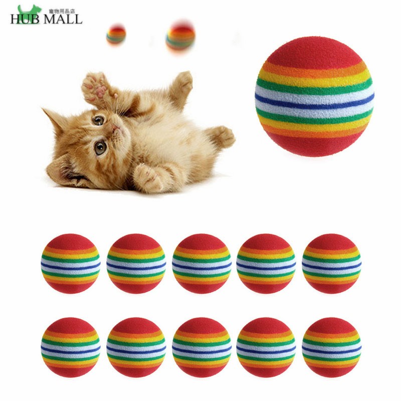 【小花】單個 彩虹球貓咪球玩具大中小泡棉球彈力球寵物玩具