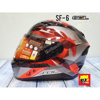 🌟臺南熊安全🌟SOL SF-6 SF6 獨角獸 內藏墨鏡 耳機槽 眼鏡溝 雙D扣 全罩 安全帽 亮黑紅