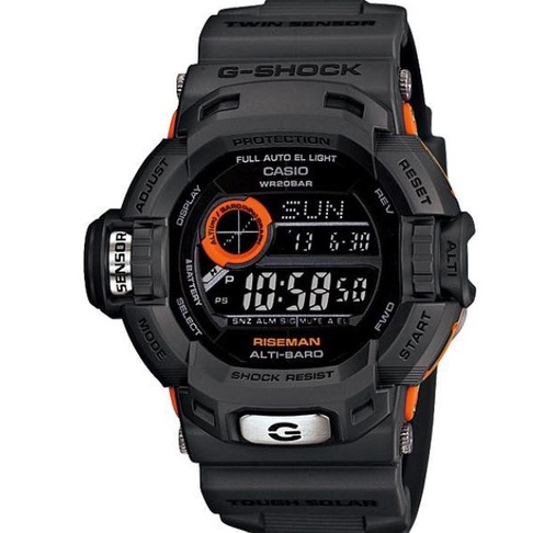 正品Casio G-shock 運動手錶 G-9200GY 二手G-shock Riseman太陽能電波錶海拔測量