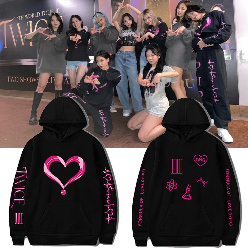 2022新款kpop連帽衫t TWICE TWICE 4TH WORLD TOUR III同款衛衣加大碼男女韓版寬鬆情侶