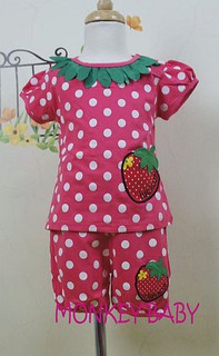 【MONKEY BABY 】超可愛點點草莓圖案套裝幼童套裝(65015)