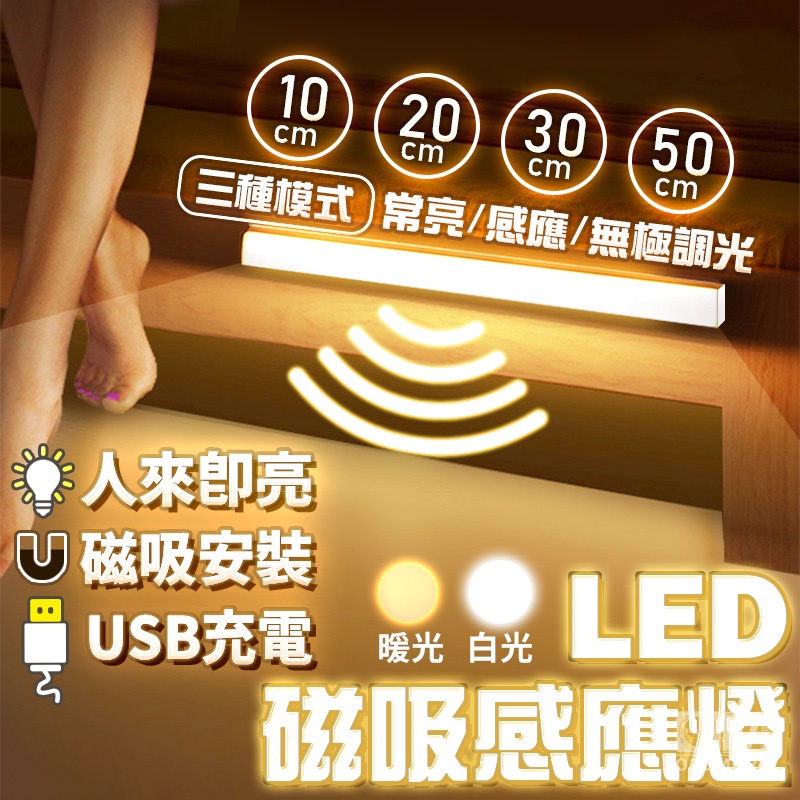 磁吸感應燈 人體 LED感應燈 燈條 露營燈 USB充電 LED感應燈 小夜燈 走廊燈 櫥櫃燈 氛圍燈 展示燈 床頭燈